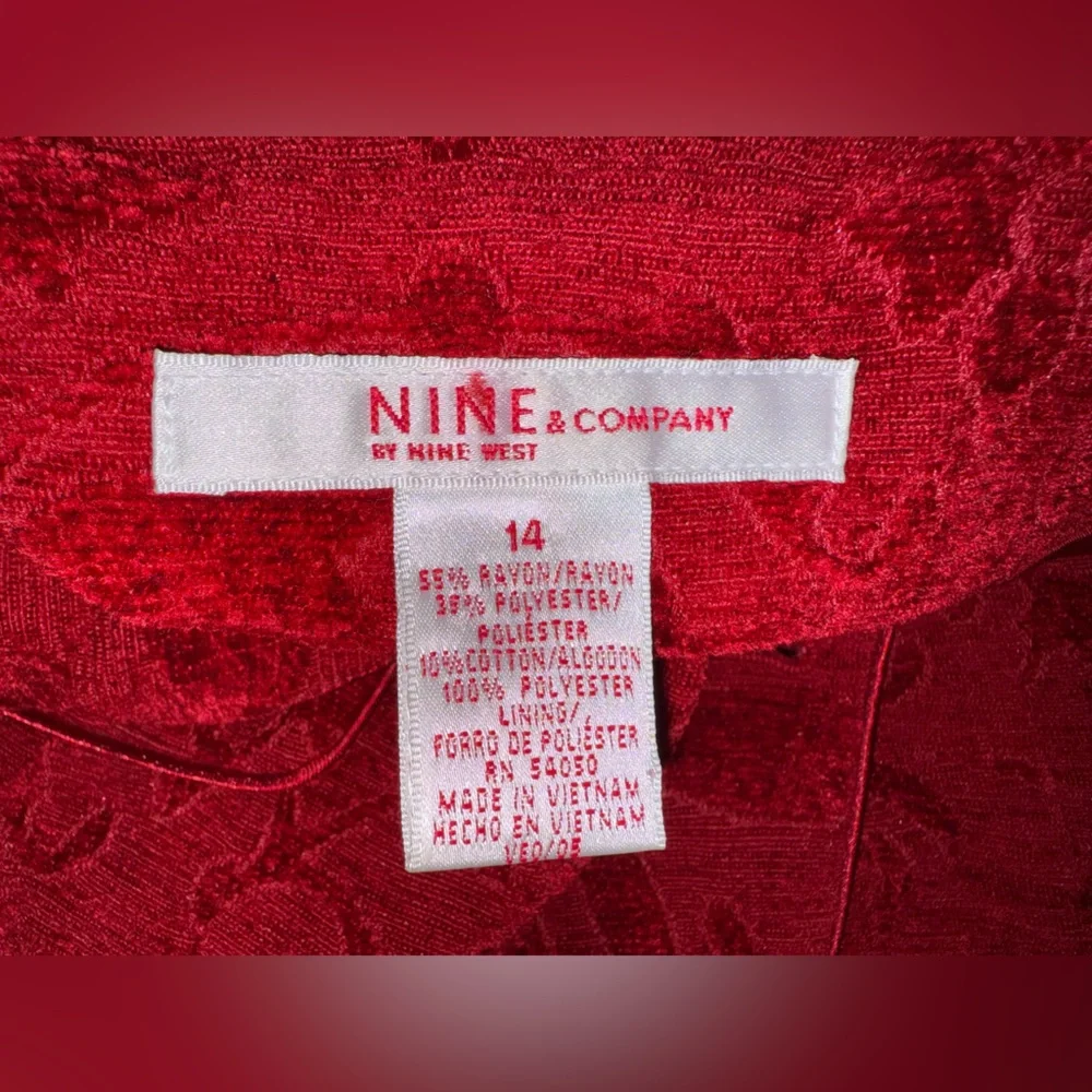 Nine & Co Red Baroque Jacquard Blazer Whimsy Goth Dark Academia Luxe-Sz‎ 14